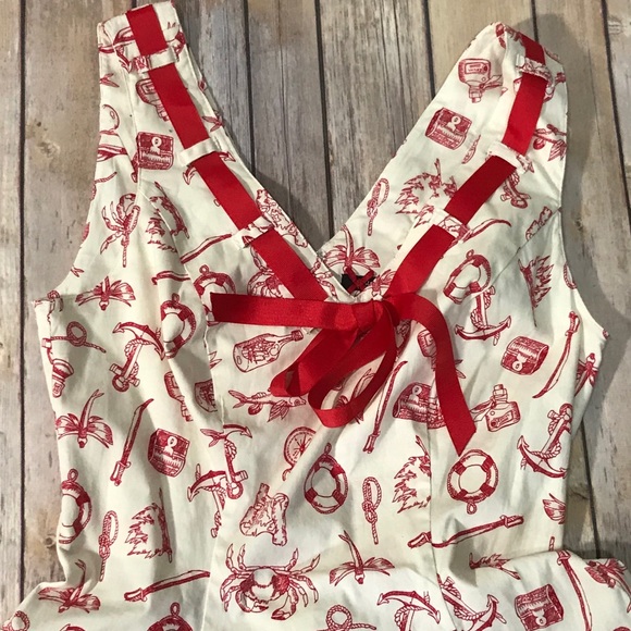 Hell Bunny Fit and Flare Nautical Swing Dress - Picture 2 of 7